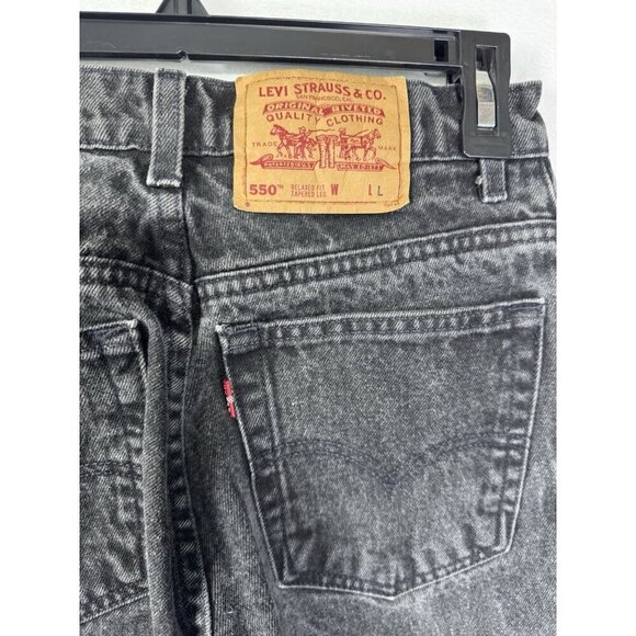 Vintage Levis 550 Jeans Womens 9 Long 27x32 Black Relaxed Tapered High Rise 90s - Picture 3 of 9